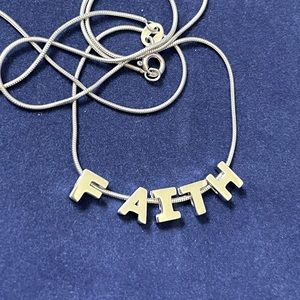 925 Sterling Silver FAITH letter Charm Necklace, 18”